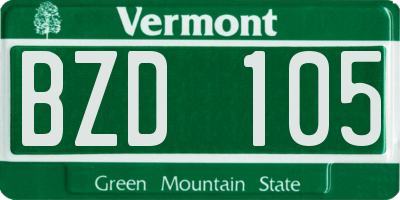 VT license plate BZD105