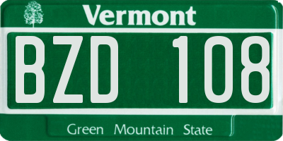 VT license plate BZD108