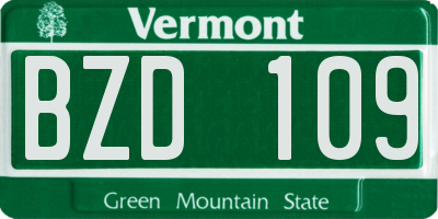 VT license plate BZD109