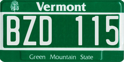 VT license plate BZD115