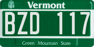 VT license plate BZD117