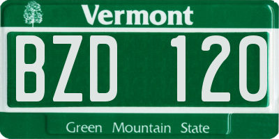 VT license plate BZD120