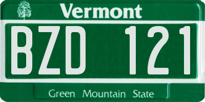VT license plate BZD121