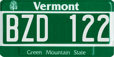 VT license plate BZD122
