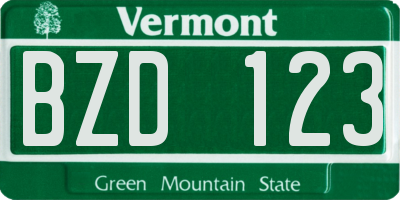 VT license plate BZD123