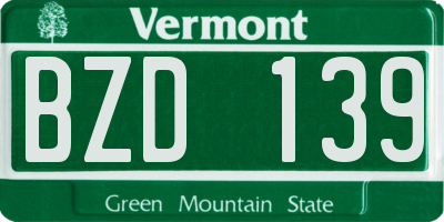 VT license plate BZD139