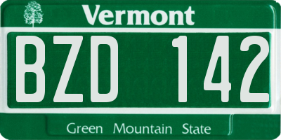 VT license plate BZD142