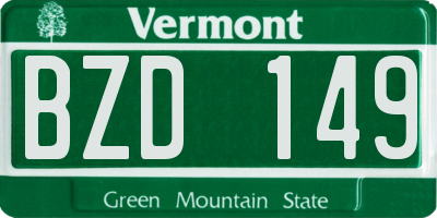 VT license plate BZD149
