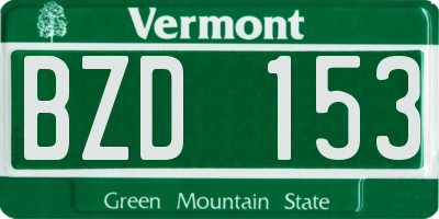VT license plate BZD153