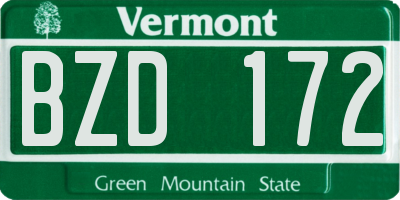VT license plate BZD172