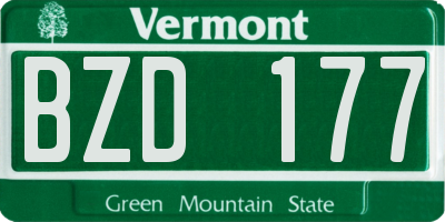 VT license plate BZD177