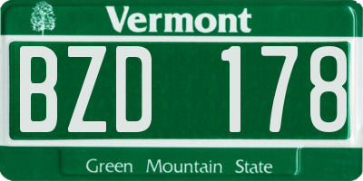VT license plate BZD178