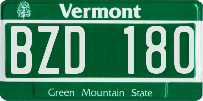VT license plate BZD180