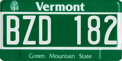 VT license plate BZD182