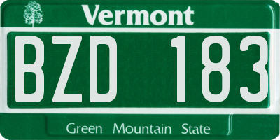 VT license plate BZD183