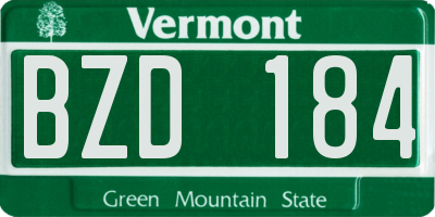 VT license plate BZD184