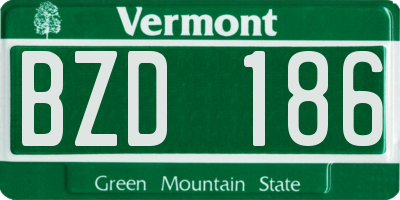 VT license plate BZD186