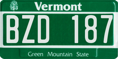 VT license plate BZD187