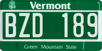 VT license plate BZD189