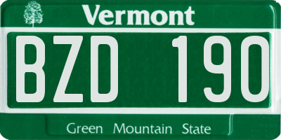 VT license plate BZD190