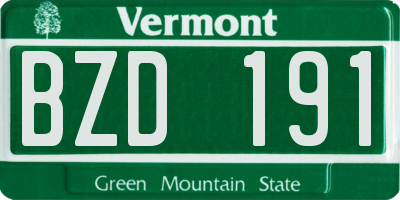 VT license plate BZD191