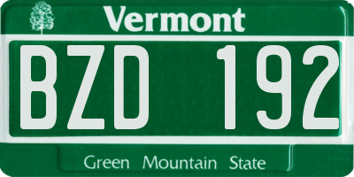 VT license plate BZD192