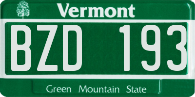 VT license plate BZD193