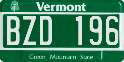 VT license plate BZD196