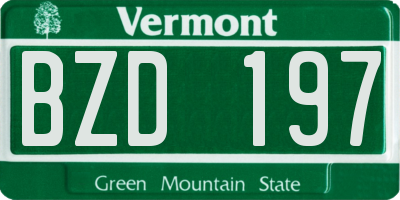 VT license plate BZD197