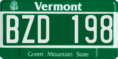VT license plate BZD198