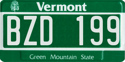 VT license plate BZD199