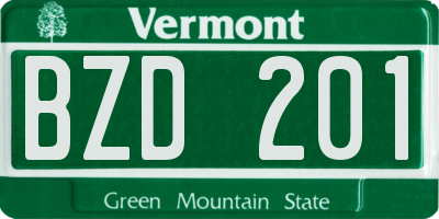 VT license plate BZD201