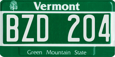 VT license plate BZD204