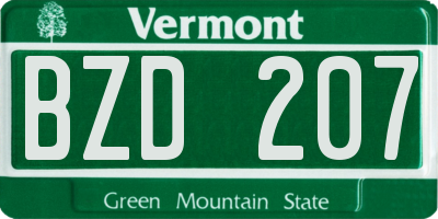 VT license plate BZD207