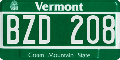 VT license plate BZD208