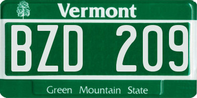VT license plate BZD209