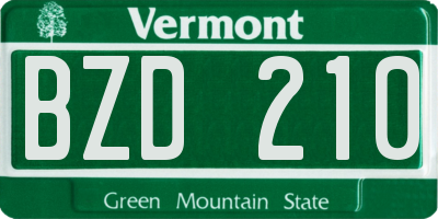 VT license plate BZD210