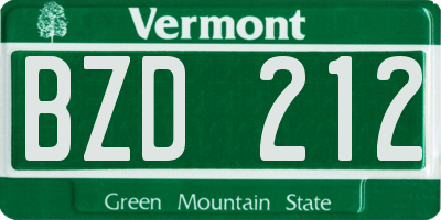 VT license plate BZD212