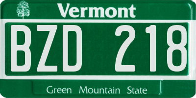VT license plate BZD218
