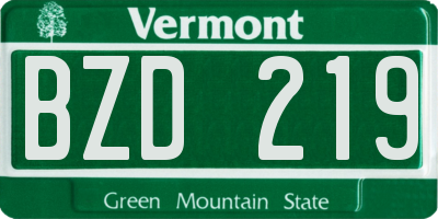 VT license plate BZD219