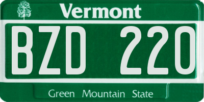 VT license plate BZD220