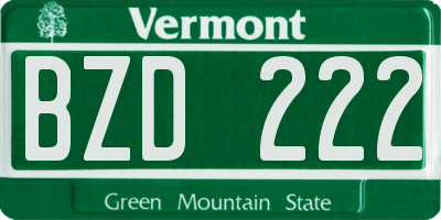 VT license plate BZD222