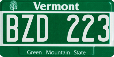 VT license plate BZD223
