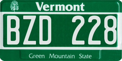 VT license plate BZD228