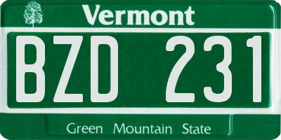 VT license plate BZD231