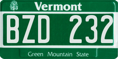 VT license plate BZD232