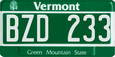 VT license plate BZD233