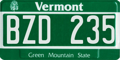 VT license plate BZD235