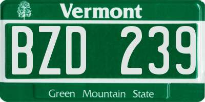 VT license plate BZD239
