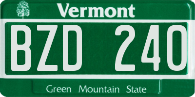 VT license plate BZD240